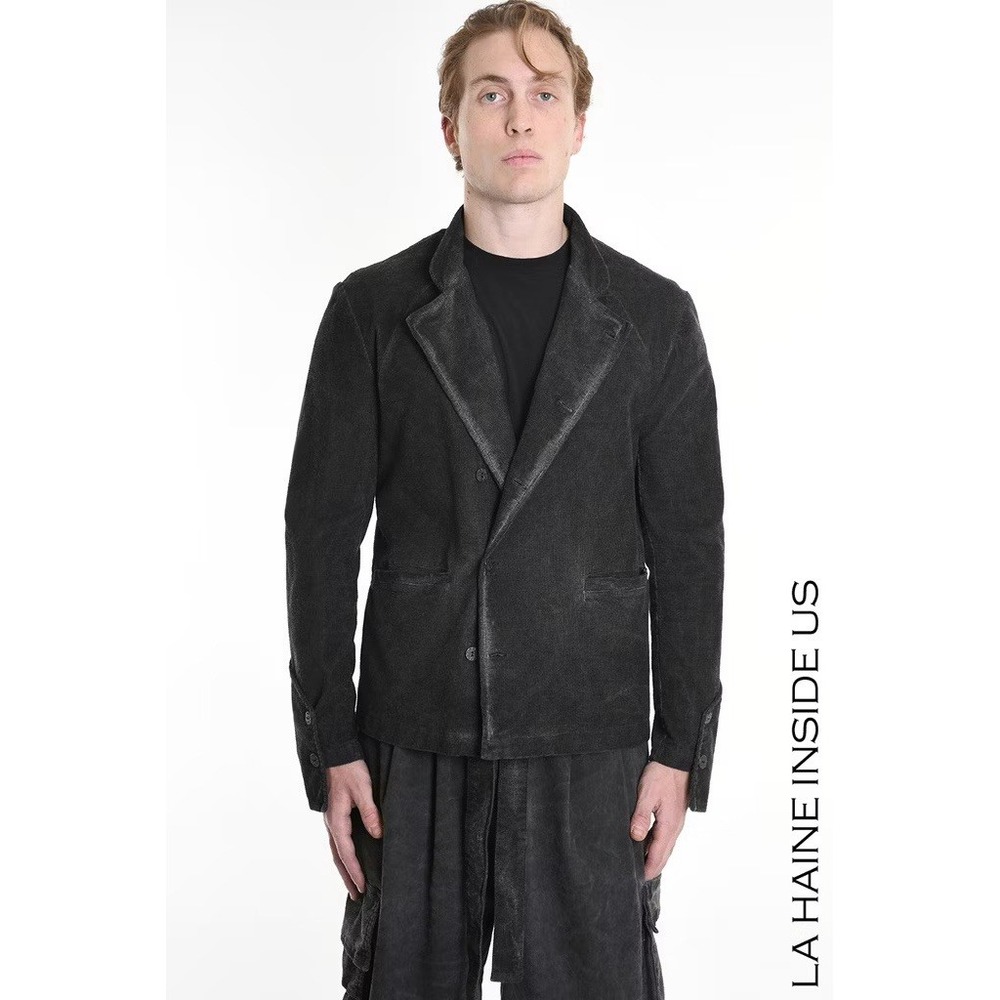 LA HAINE INSIDE US Men's Designer Jacket‎ Ribbed Dyed Cold Black NWT Size L